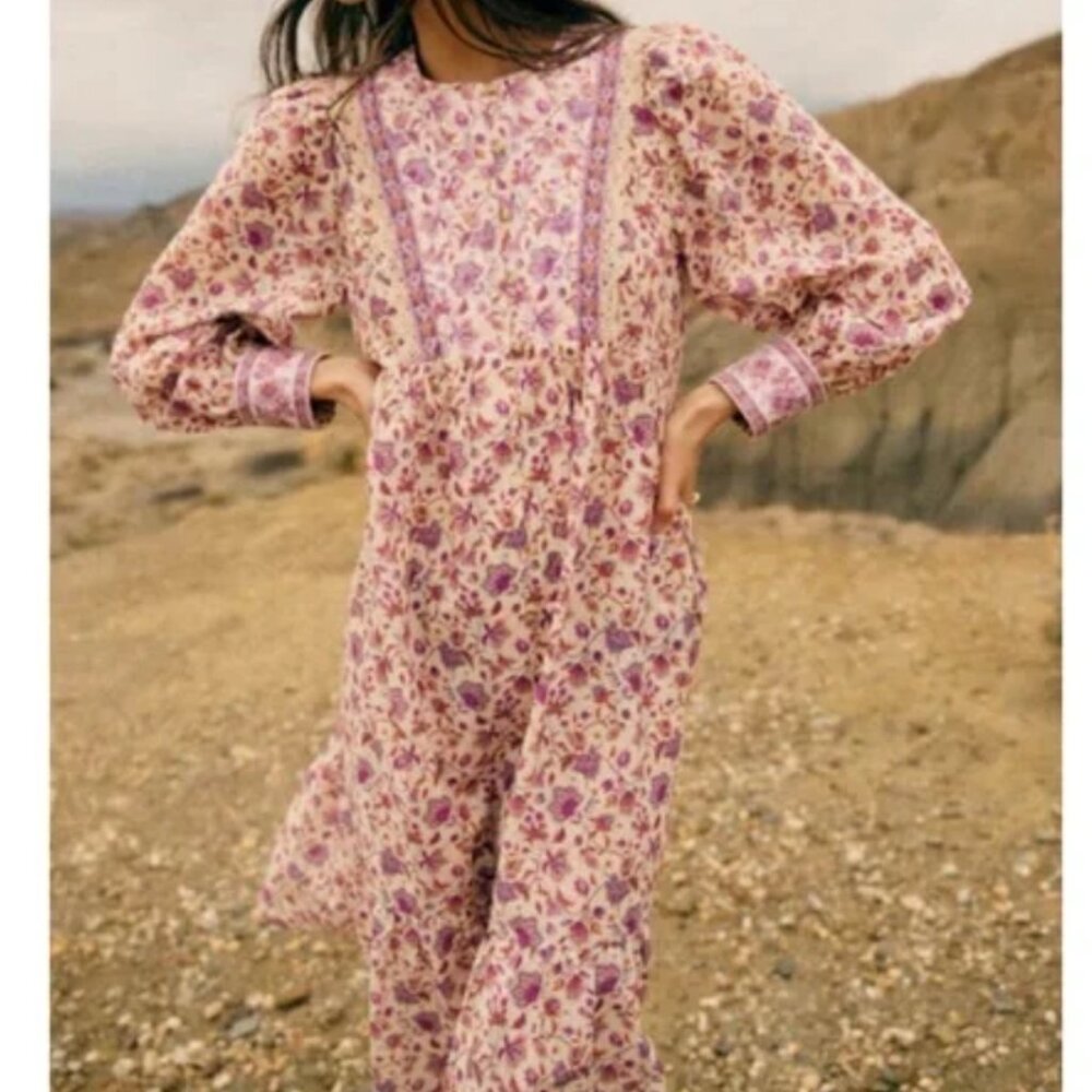 Sezane Miray Floral Long Sleeve Dress